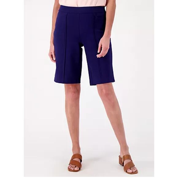 Isaac Mizrahi Live! NAVY 24/7 Stretch Pull On Pedal Pushers Womens 2P Petite - Picture 1 of 9